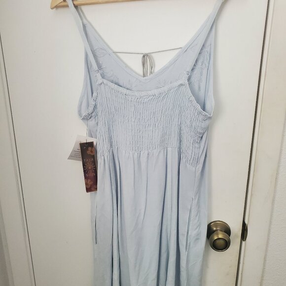 Raya Sun Embroidered Spaghetti Strap Sundress Ice Blue Women's Size XL - Picture 2 of 7